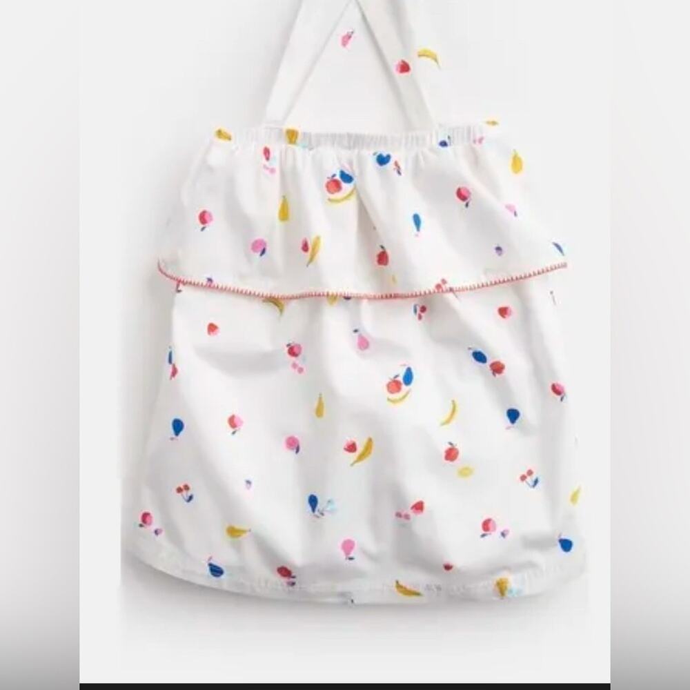 JOULES Girl's Bree Woven Frill‎ Tank Top White Fruit NWT Size 11-12 100% Cotton